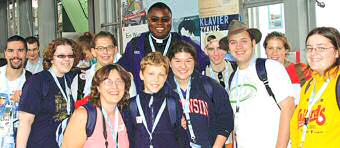 photo of World Youth Day pilgrims from the Diocese of Madison waiting to board train in Wuppertal, Germany